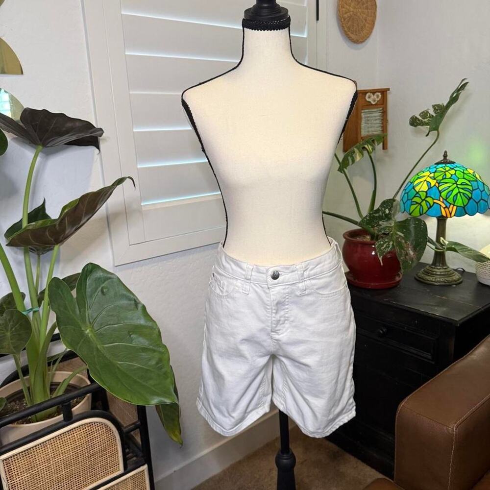 Lee Jorts White Bermuda Denim Shorts Mid Rise Stretch Y2K Style